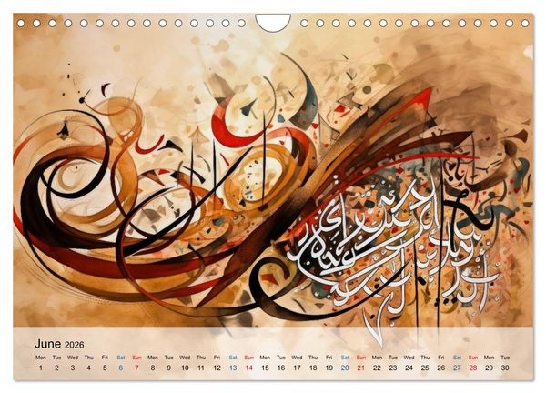 Produktbild: Arabic floating calligraphy as artwork (Wall Calendar 2026 DIN A4 landscape), CALVENDO 12 Month Wall Calendar