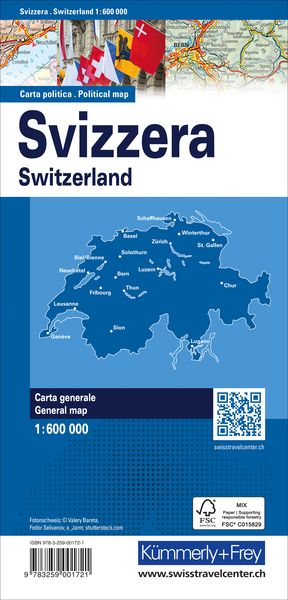Produktbild: K&uuml;mmerly+Frey Schweiz, Karte politisch 1:600.000