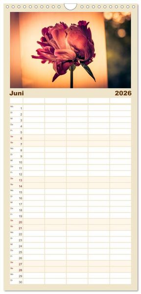 Produktbild: Familienplaner 2026 - Bl&uuml;ten im Retro-Style mit 5 Spalten (Wandkalender, 21 x 45 cm) CALVENDO
