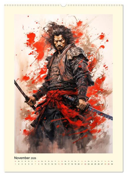 Produktbild: Samurai Helden (hochwertiger Premium Wandkalender 2026 DIN A2 hoch), Kunstdruck in Hochglanz