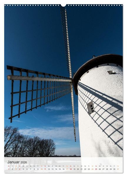 Produktbild: Windm&uuml;hlen mit Fl&uuml;gel am Niederrhein (Wandkalender 2026 DIN A2 hoch), CALVENDO Monatskalender