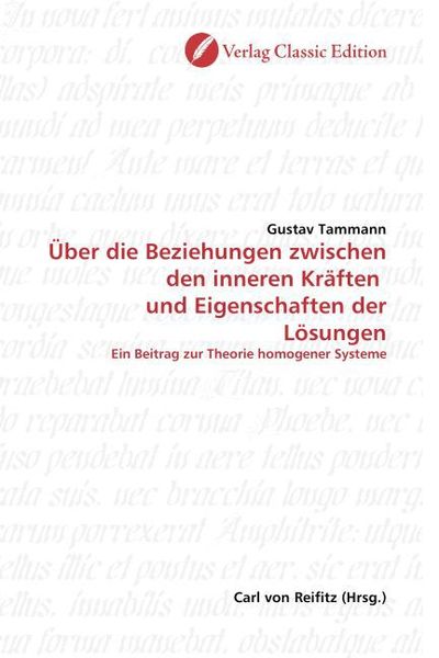 Produktbild: Tammann, G: &Uuml;ber die Beziehungen zwischen den inneren Kr&auml;fte