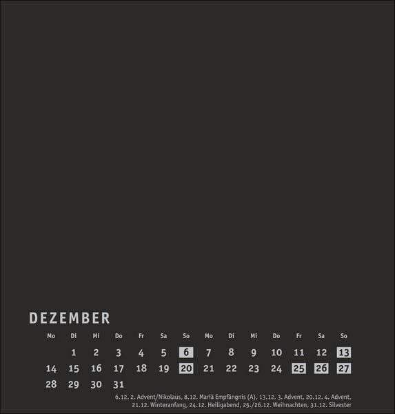 Produktbild: Premium-Bastelkalender schwarz mittel 2026