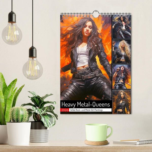 Produktbild: Heavy Metal-Queens. Wilde Rock- und Metal-Girl Paintings (Wandkalender 2026 DIN A4 hoch), CALVENDO Monatskalender