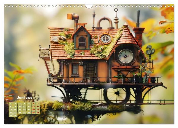 Produktbild: Miniaturwelt Faszinierend winzige H&auml;user im Steampunk-Stil (Wandkalender 2026 DIN A3 quer), CALVENDO Monatskalender