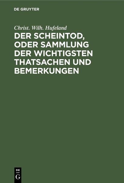 Produktbild: Der Scheintod, oder Sammlung der wichtigsten Thatsachen und Bemerkungen