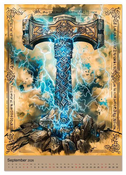 Produktbild: Wikinger - Mythologie - G&ouml;tter, Runen und Legenden (Wandkalender 2026 DIN A2 hoch), CALVENDO Monatskalender