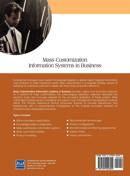 Produktbild: Mass Customization Information Systems in Business