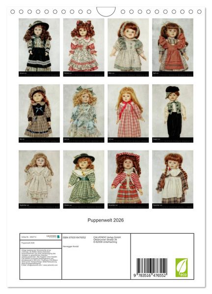 Produktbild: Puppenwelt 2026 (Wandkalender 2026 DIN A4 hoch), CALVENDO Monatskalender