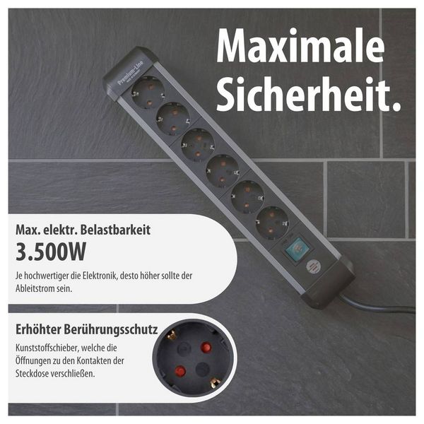 Produktbild: Brennenstuhl 1391030600 Steckdosenleiste mit Schalter Silber, Schwarz Schutzkontakt 1St.