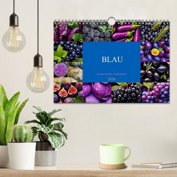 Produktbild: BLAU - Gem&uuml;se und Obst - Farbexplosion (Wandkalender 2026 DIN A4 quer), CALVENDO Monatskalender