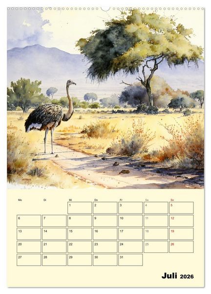 Produktbild: Sch&ouml;ne Aquarelle. Darstellungen von Afrikas Wildtieren (hochwertiger Premium Wandkalender 2026 DIN A2 hoch), Kunstdruck in Hochglanz