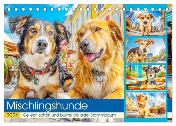 Produktbild: Mischlingshunde. Geliebt, sch&ouml;n und bunter als jeder Stammbaum (Tischkalender 2026 DIN A5 quer), CALVENDO Monatskalender
