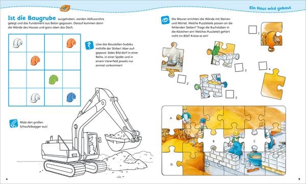 Produktbild: WAS IST WAS Junior Mitmach-Heft Baustelle