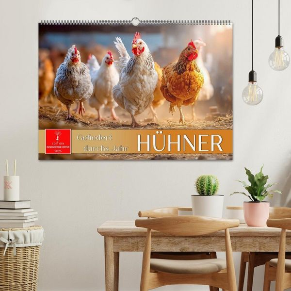 Produktbild: H&uuml;hner - gefiedert durchs Jahr (Wandkalender 2026 DIN A2 quer), CALVENDO Monatskalender