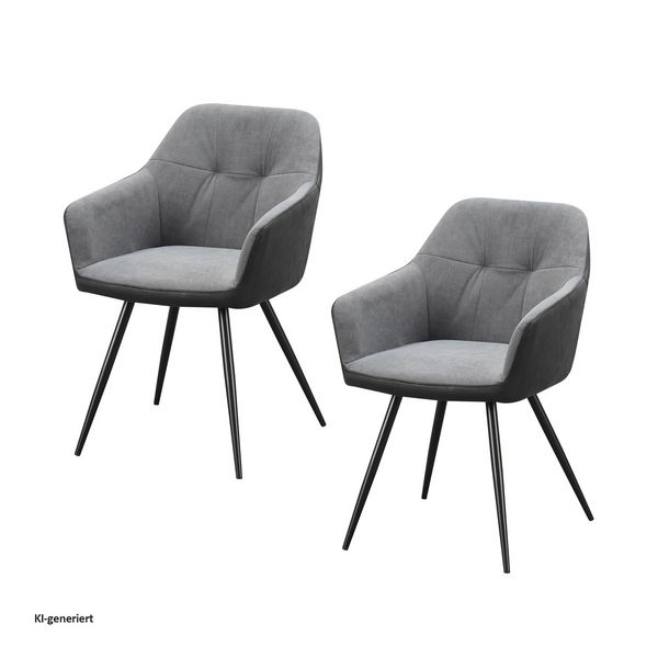 Produktbild: HTI-Living Esszimmerstuhl 2er Set Anthrazit/Grau Joschka