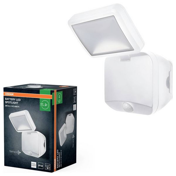 Produktbild: OSRAM HOMELIGHTING Battery LED Spotlight Sensor 4W 4000K IP54 White 4099854497537 Au&szlig;enstrahler