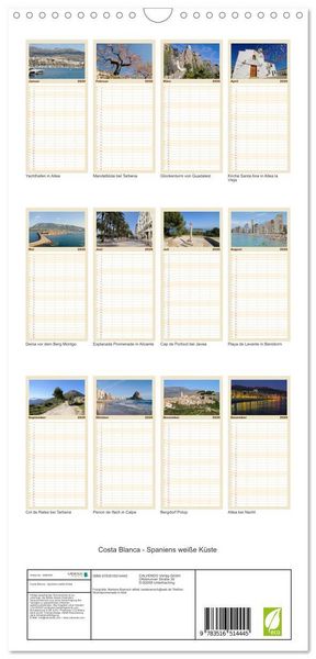 Produktbild: Familienplaner 2026 - Costa Blanca - Spaniens wei&szlig;e K&uuml;ste mit 5 Spalten (Wandkalender, 21 x 45 cm) CALVENDO