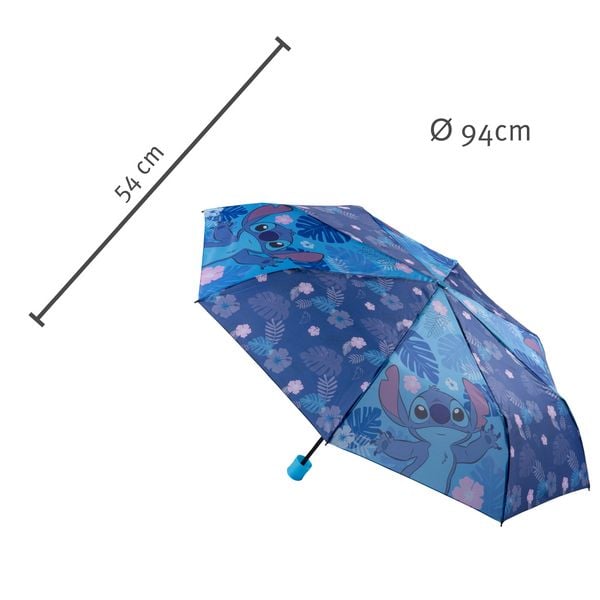 Produktbild: Undercover Regenschirm faltbarer Regenschirm Disney Stitch, Taschenschirm mit Schutzh&uuml;lle, 94 cm Durchmesser, ideal f&uuml;r Kinderh&auml;nde
