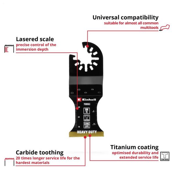 Produktbild: Einhell 708063 Tauchs&auml;geblatt HM-TI, 35mm Bimetall Multifunktionswerkzeug-Zubeh&ouml;r-Set 35 mm 1 St.