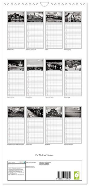 Produktbild: Familienplaner 2026 - Ein Blick auf Husum mit 5 Spalten (Wandkalender, 21 x 45 cm) CALVENDO