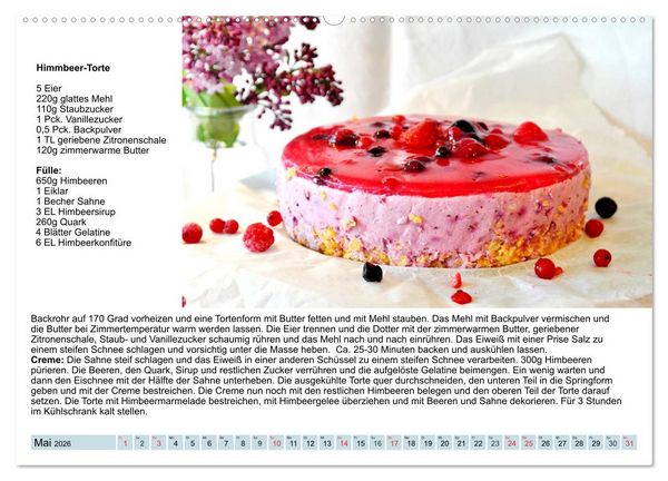 Produktbild: Exquisite Torten. K&ouml;stliche Rezepte f&uuml;r viele Anl&auml;sse (Wandkalender 2026 DIN A2 quer), CALVENDO Monatskalender
