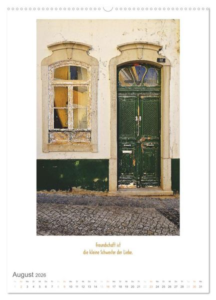 Produktbild: Alte T&uuml;ren und Fenster mit Sinnspr&uuml;chen (Wandkalender 2026 DIN A2 hoch), CALVENDO Monatskalender