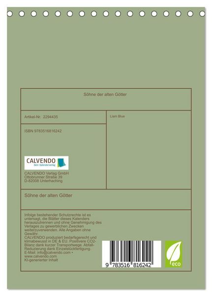 Produktbild: S&ouml;hne der alten G&ouml;tter (Tischkalender 2027 DIN A5 hoch), CALVENDO Monatskalender