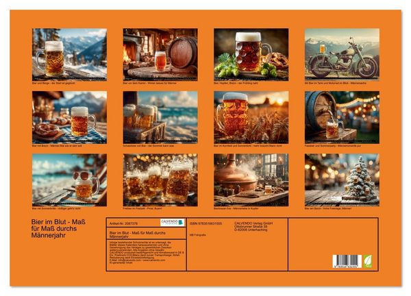 Produktbild: Bier im Blut - Ma&szlig; f&uuml;r Ma&szlig; durchs M&auml;nnerjahr (Wandkalender 2026 DIN A2 quer), CALVENDO Monatskalender