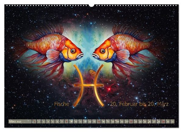 Produktbild: Galaktische Sternkreiszeichen (Wandkalender 2026 DIN A2 quer), CALVENDO Monatskalender