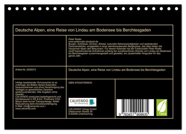 Produktbild: Deutsche Alpen, eine Reise von Lindau am Bodensee bis Berchtesgaden (Tischkalender 2026 DIN A5 quer), CALVENDO Monatskalender