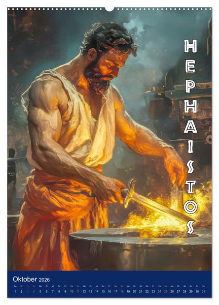 Produktbild: Zeus - Umringt von griechischen G&ouml;ttern (hochwertiger Premium Wandkalender 2026 DIN A2 hoch), Kunstdruck in Hochglanz
