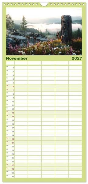 Produktbild: Familienplaner 2027 - Wandergl&uuml;ck - Momente der Freiheit in der Natur mit 5 Spalten (Wandkalender, 21 x 45 cm) CALVENDO