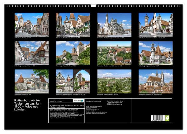 Produktbild: Rothenburg ob der Tauber um das Jahr 1900 &ndash; Fotos neu koloriert (Wandkalender 2026 DIN A2 quer), CALVENDO Monatskalender