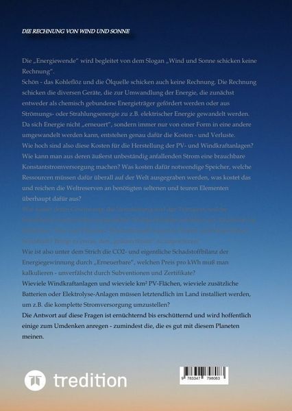 Produktbild: Die Rechnung von Wind und Sonne