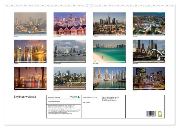 Produktbild: Skylines weltweit (Wandkalender 2026 DIN A2 quer), CALVENDO Monatskalender