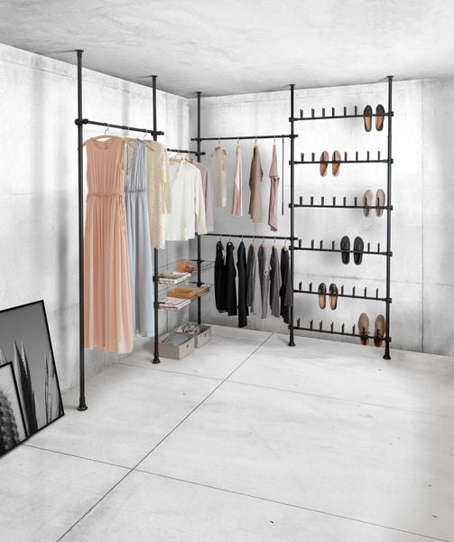 Produktbild: Teleskop-System Mod. Herkules Shoes Schwarz, ausziehregal f&uuml;r 48 Paar Schuhe