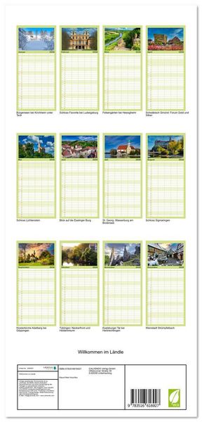 Produktbild: Familienplaner 2026 - Willkommen im L&auml;ndle mit 5 Spalten (Wandkalender, 21 x 45 cm) CALVENDO