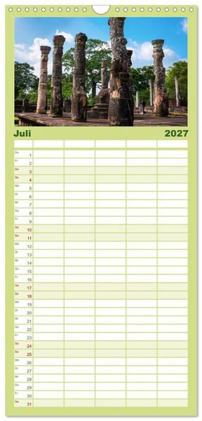 Produktbild: Familienplaner 2027 - Sri Lanka mit 5 Spalten (Wandkalender, 21 x 45 cm) CALVENDO