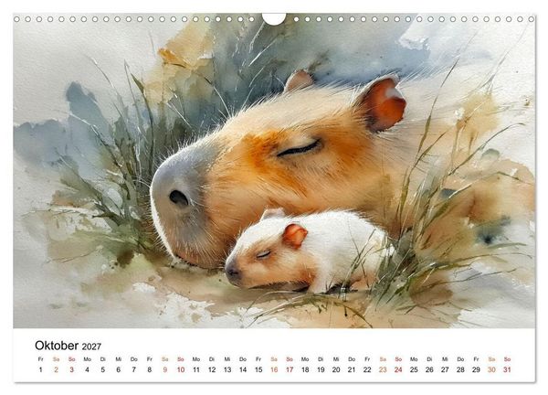 Produktbild: Capybara - die Kunst des gelassenen Daseins (Wandkalender 2027 DIN A3 quer), CALVENDO Monatskalender