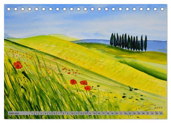 Produktbild: Toskana Aquarelle (Tischkalender 2026 DIN A5 quer), CALVENDO Monatskalender