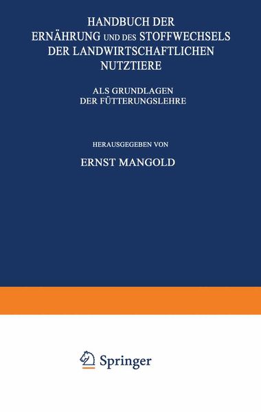 Produktbild: Handbuch der Ern&auml;hrung und des Stoffwechsels der Landwirtschaftlichen Nutztiere