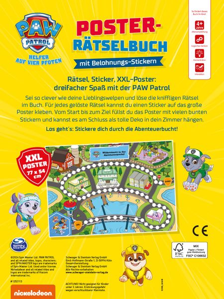 Produktbild: PAW Patrol Poster-R&auml;tselbuch mit Belohnungs-Stickern