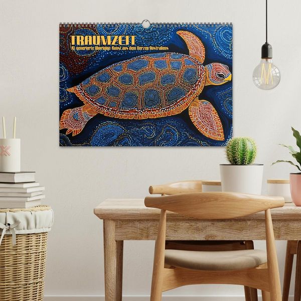 Produktbild: Traumzeit - KI-generierte Aborigine-Kunst aus dem Herzen Australiens (Wandkalender 2026 DIN A3 quer), CALVENDO Monatskalender