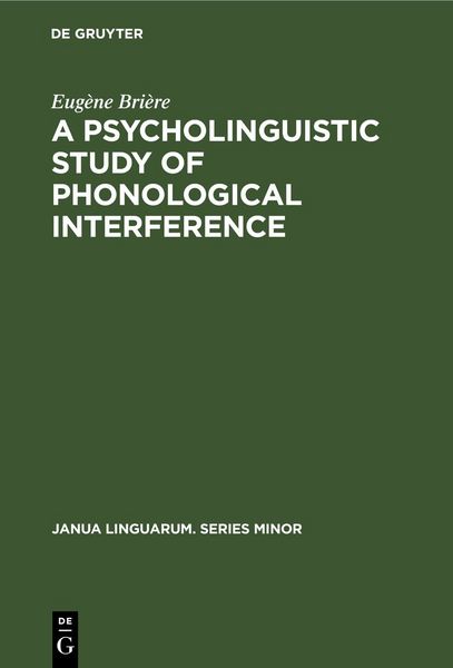 Produktbild: A Psycholinguistic Study of Phonological Interference
