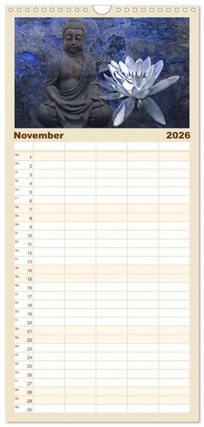 Produktbild: Familienplaner 2026 - All U Buddhas mit 5 Spalten (Wandkalender, 21 x 45 cm) CALVENDO