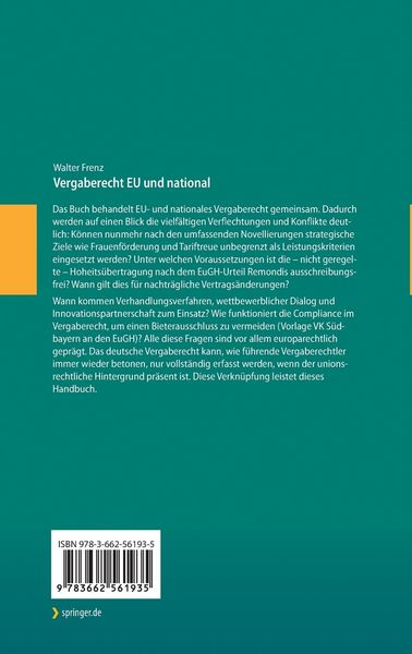 Produktbild: Vergaberecht EU und national