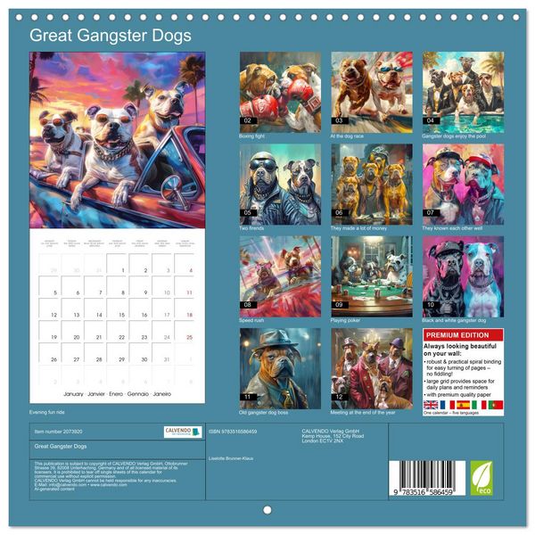 Produktbild: Great Gangster Dogs (Wall Calendar 2026 12 &times; 12 Inch) CALVENDO 12 Month Wall Calendar