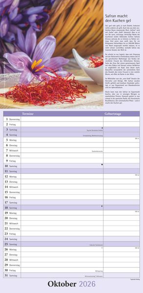 Kräuter & Gewürze 2026 - Streifenkalender 22x45 cm - mit Extraspalte für Geburtstage - Küchentipps und Mondphasen - Wandkalender - Terminplaner