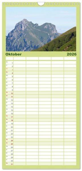 Produktbild: Familienplaner 2026 - Bergerlebnisse im Tannheimer Tal mit 5 Spalten (Wandkalender, 21 x 45 cm) CALVENDO